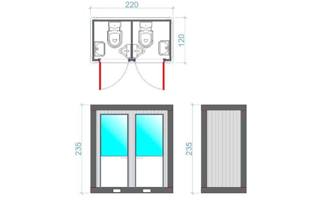 CONTENEDOR SANITARIO / DOBLE ESPACIO